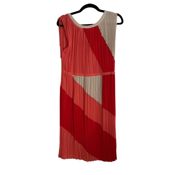 BCBG MaxAzria Hailey Dress Women's Small Color Block Pleated Redberry - Picture 2 of 5